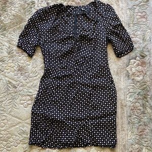 Reformation Black Dress with Beige Polka Dots